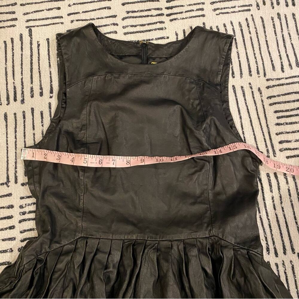 Rebecca Minkoff Leather Pleated Dress Black 10 - Picture 7 of 11
